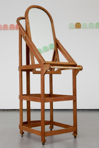 The Dandy & the Mute, installation view, oak frame mirror piece fabricated by Ian Chaney